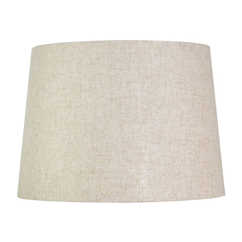 French Drum Lamp Shade, Textured Flax Linen, 12" Top, 14" Bottom, 10" Slant
