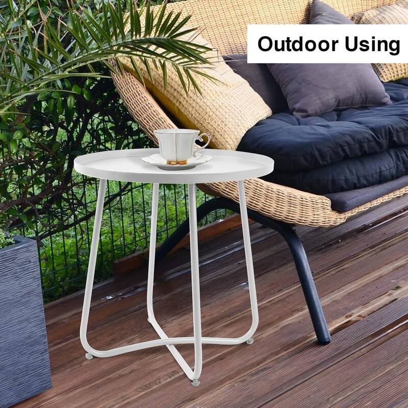 Outdoor Indoor End Table MetalW aterproof Round Side Table