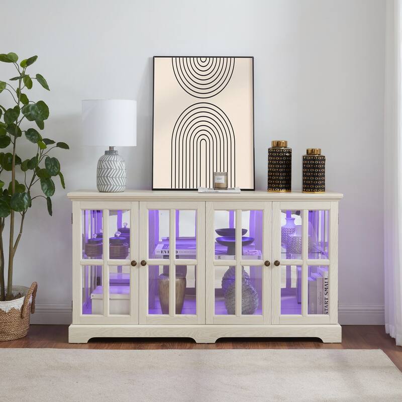 LED Curio Display Cabinet Antique Display Cabinet with Glass Doors