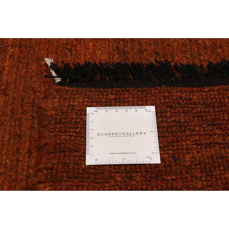 ECARPETGALLERY Flat-Weave Natural Burnt Orange Wool Tapestry Kilim - 6'6 x 6'4