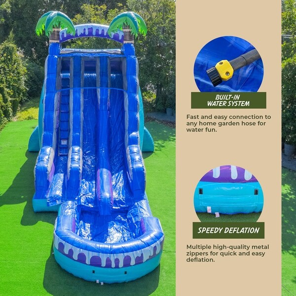 XJUMP Tropical Deep Sea Dual Lane Inflatable Water Slide, 19' - On
