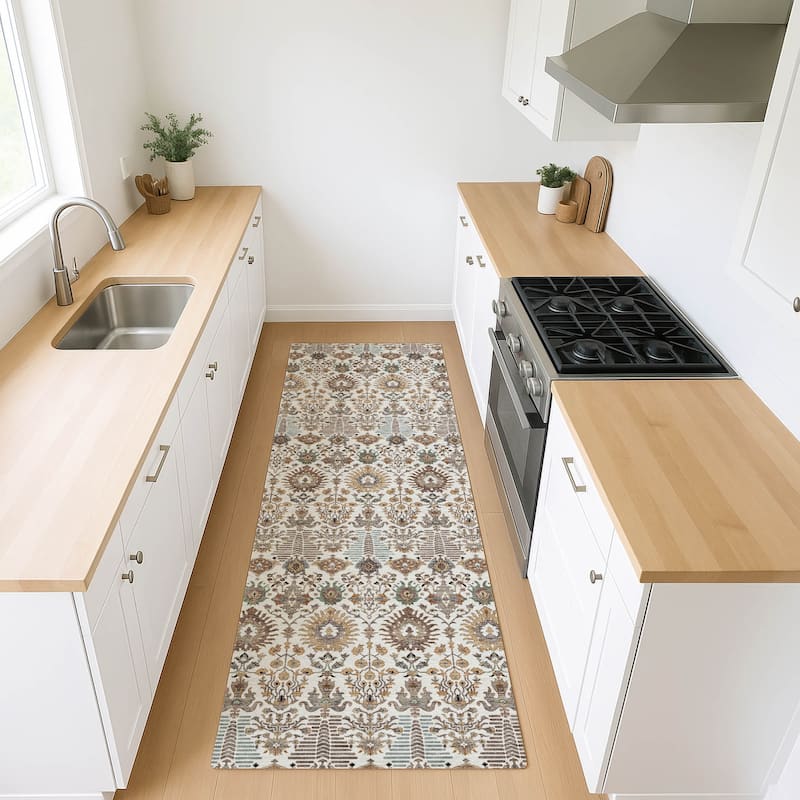 Machine Washable Indoor/ Outdoor Traditional Xander Chantille Rug