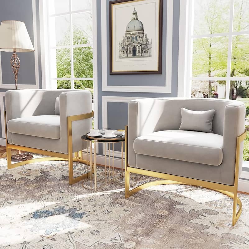 Accent Chair, Velvet Barrel Chair Modern Arm Chair for Living Room