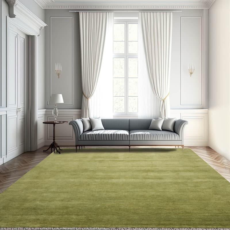Hand Loomed Green Hand Made 100% Wool Modern & Contemporary Area Rug