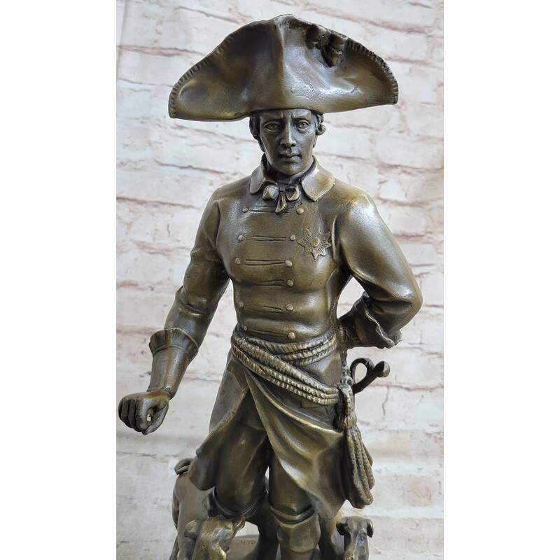 Frederick The Great Of Prussia W/ Imitative Dogs Bronze Statue Sculpture Figure Kaesbach 16 Inches X 8.5 Inches