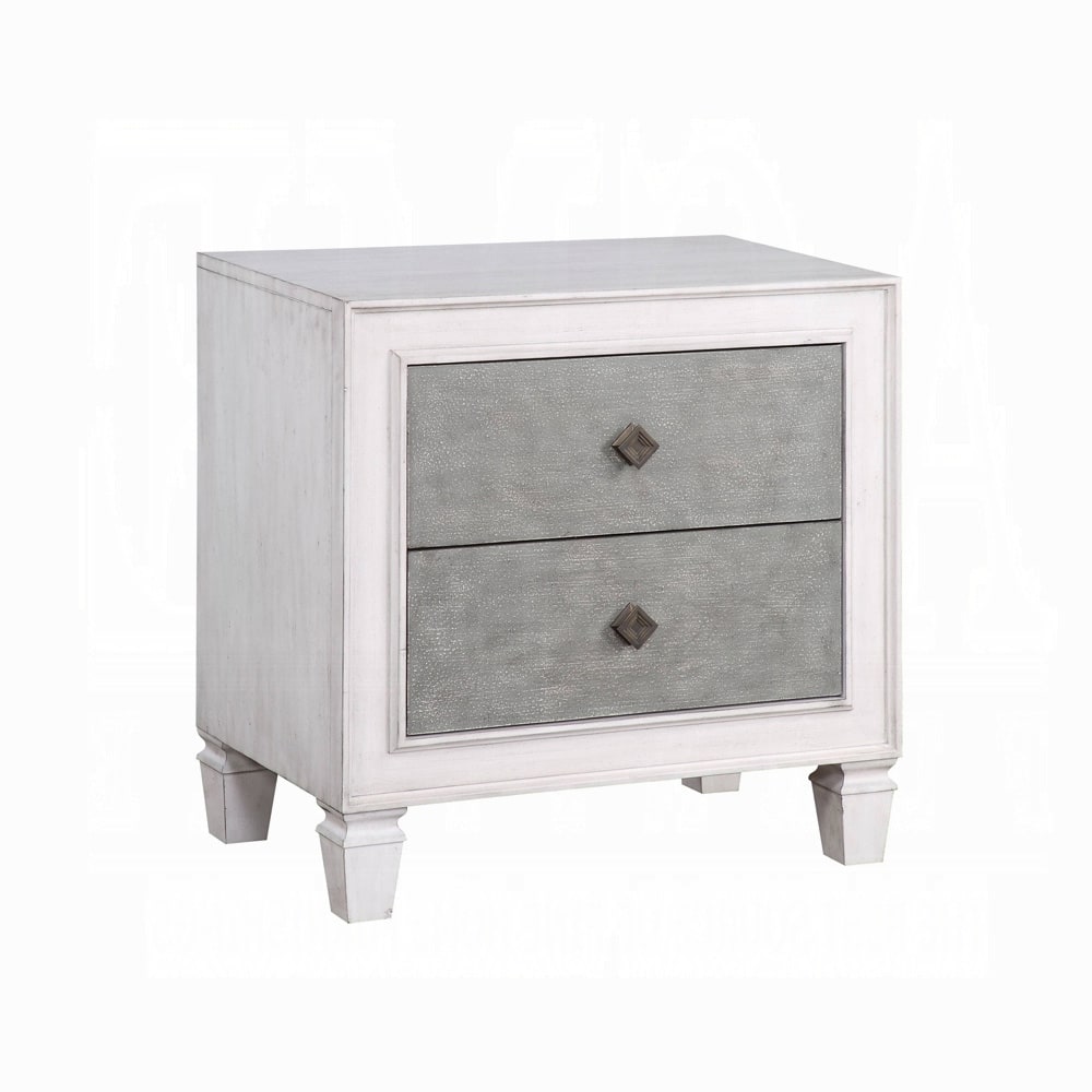 Two-tone Finish Nightstand with 2 Drawers