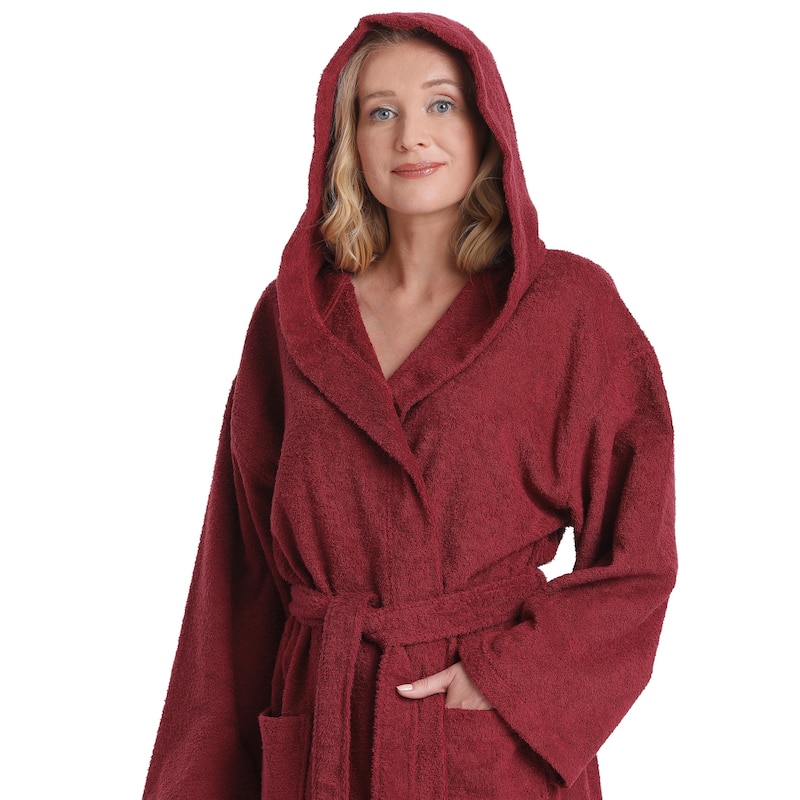 Women's Turkish Cotton Hooded Bathrobe