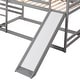 preview thumbnail 25 of 25, Wood Full and Twin Size L-Shaped Bunk Bed with Slide and Short Ladder, Bunk Bed Frame with Slats Support, No Box Spring Needed