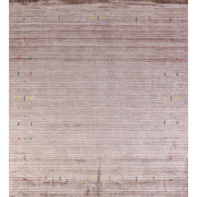 Hand Knotted Oriental 100% Wool Carpet Tribal Tribal Brown Gabbeh Area Rug - 8' 0'' X 8' 1''