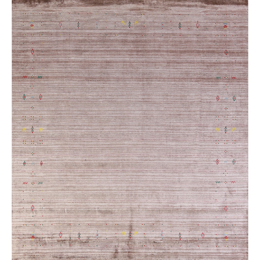 Hand Knotted Oriental 100% Wool Carpet Tribal Tribal Brown Gabbeh Area Rug - 8' 0'' X 8' 1''
