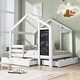 preview thumbnail 3 of 13, Full Size Creative House Bed Storage Bed with Blackboard and 2 Pull Out Drawers, Two Assembly Options House Storage Bed - White
