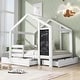 preview thumbnail 5 of 12, White Multiple Storage Functions Full House Bed with Protective Rails Three Sides, Blackboard and Drawers, Two assembly options