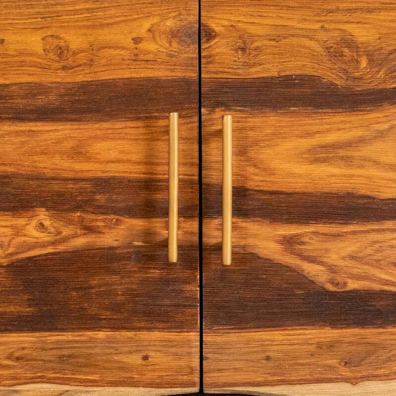 40 Inch 2 Door Sideboard Cabinet Console, Wood Grains, Geometric, Brown
