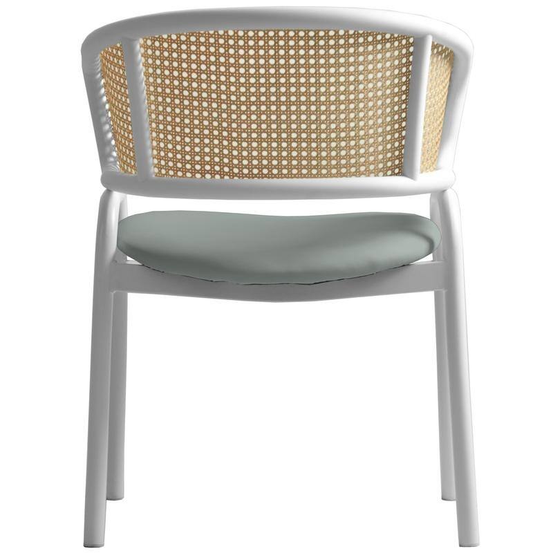 Euston Modern Mid-Century Leather Dining Chairs with Wicker Back in Steel Frame - Accent Armchair for Home Office & Kitchen