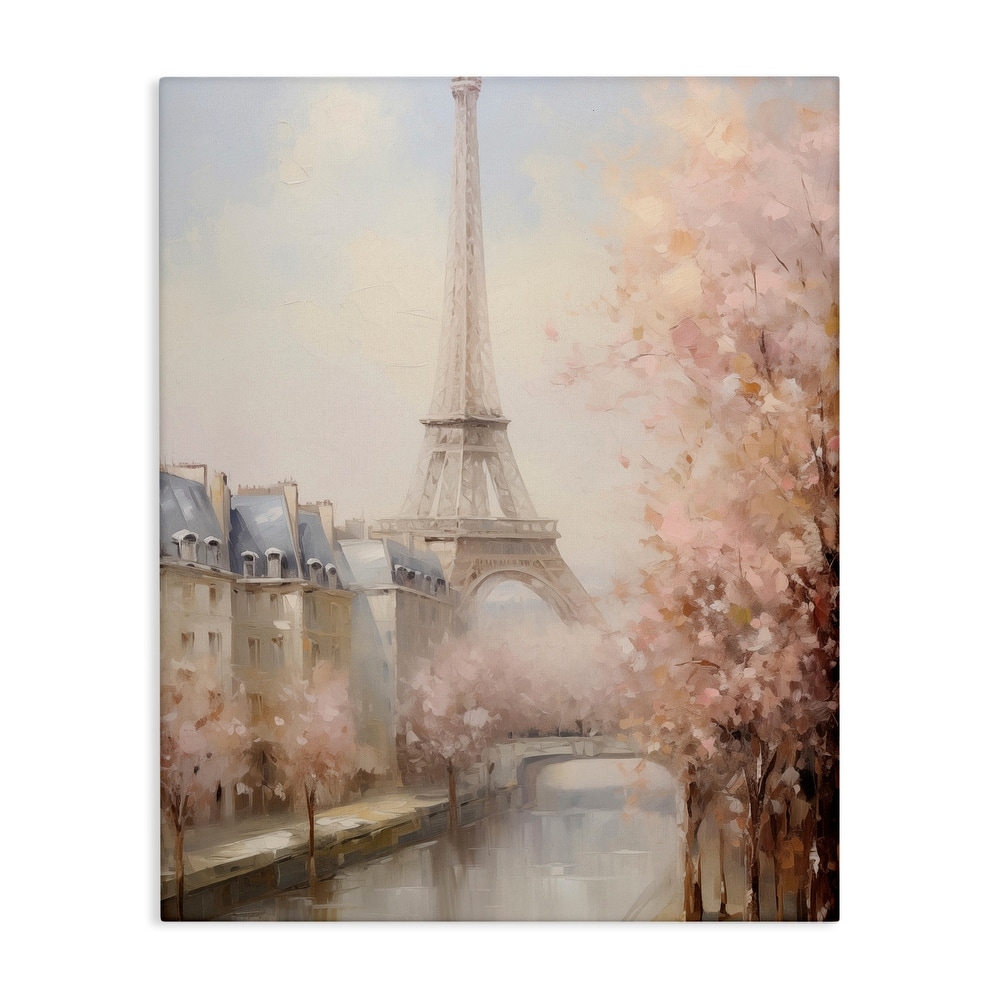 Stupell Soft Eiffel Tower River View Canvas Wall Art Design By Arlington Prints