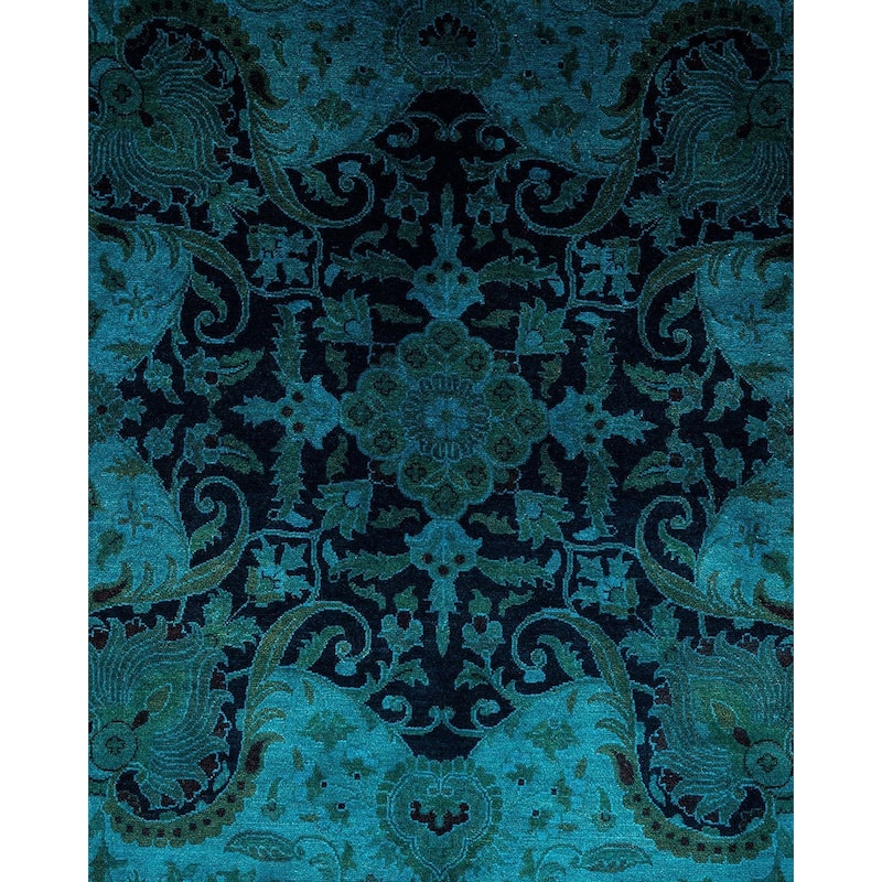 Overdyed, One-of-a-Kind Hand-Knotted Area Rug - Blue - 12' 3" x 17' 5"