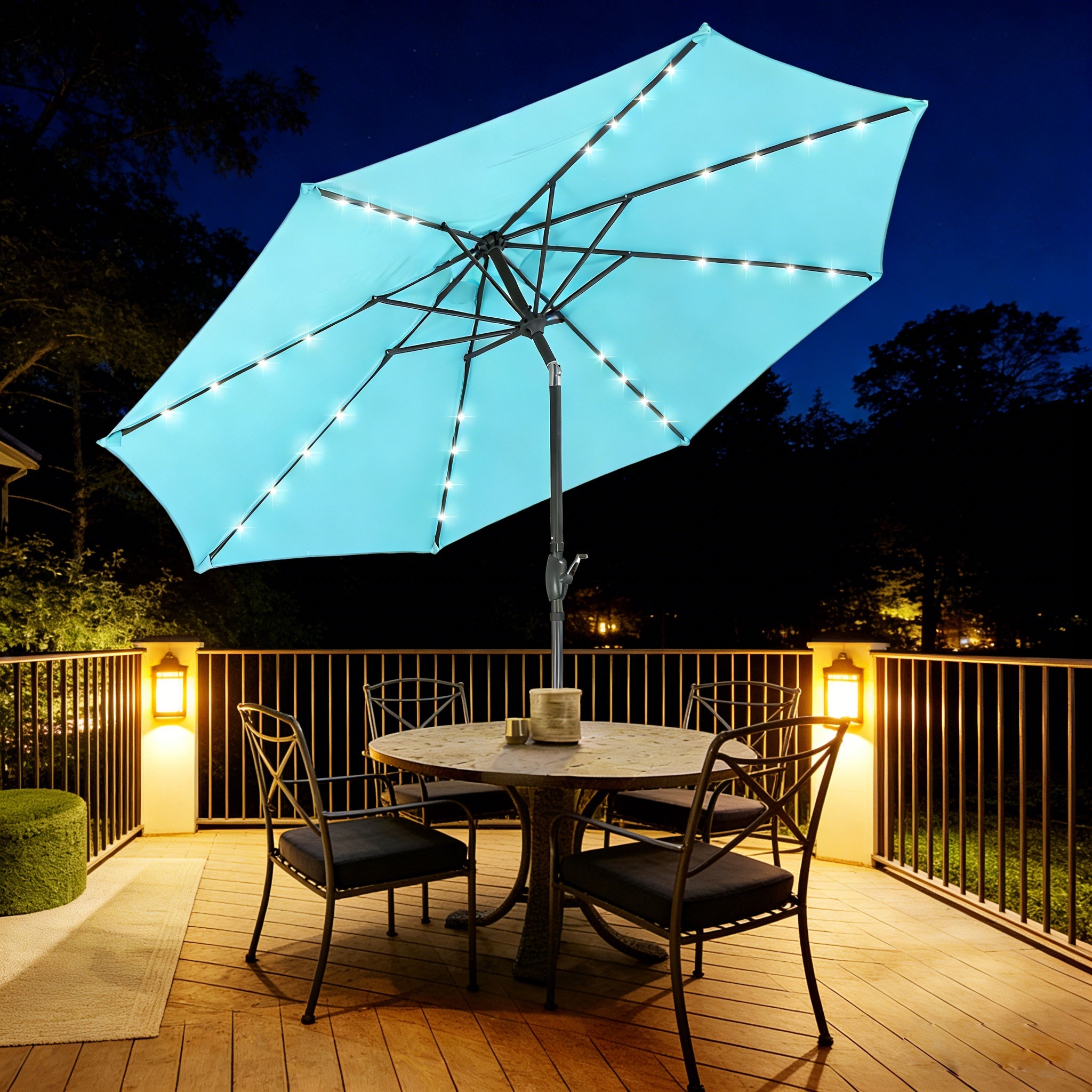 5-foot patio umbrella tilt 10x6.5 ft Outdoor Rectangle Solar Powered LED Patio Umbrella with Crank Tilt  for Garden Backyard Table Market Pool, Lime