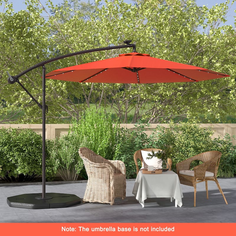 Costway 10 Ft Patio Solar LED Offset Umbrella 40 Lights Crank Cross