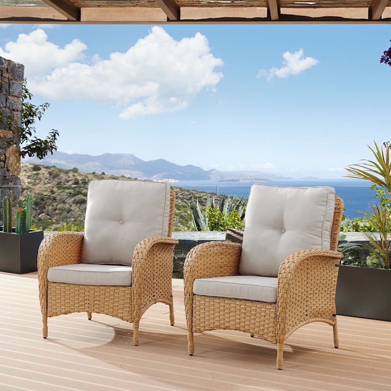 Pocassy Patio Chairs Outdoor Wicker Chair Dining Chairs - Yellow - Beige