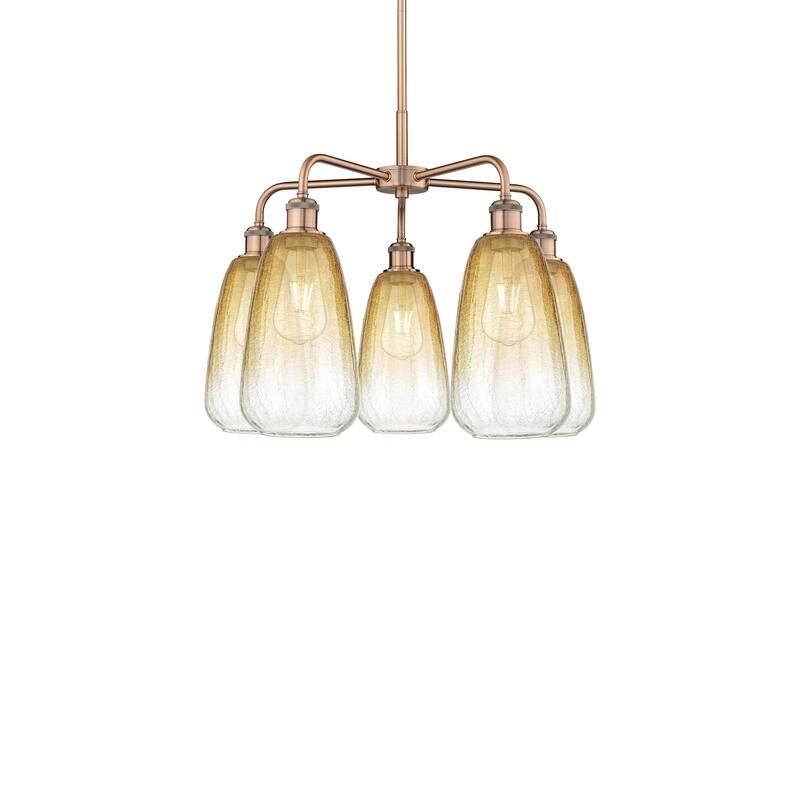Innovations Lighting 516-5CR-19-25 Brookhaven Almond Chandelier - Antique Copper / Amber