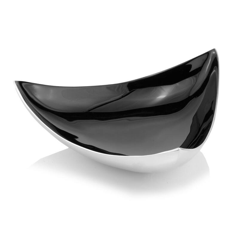 HomeRoots 14" Silver And Red Triangular Bowl - Black