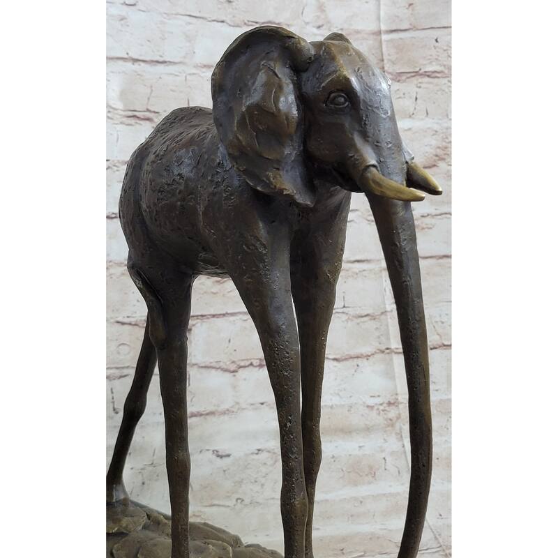 Hot Cast Bronze Metal Imitative Elephant Sculpture Statue Figure After Salvador Dali On Marble Base