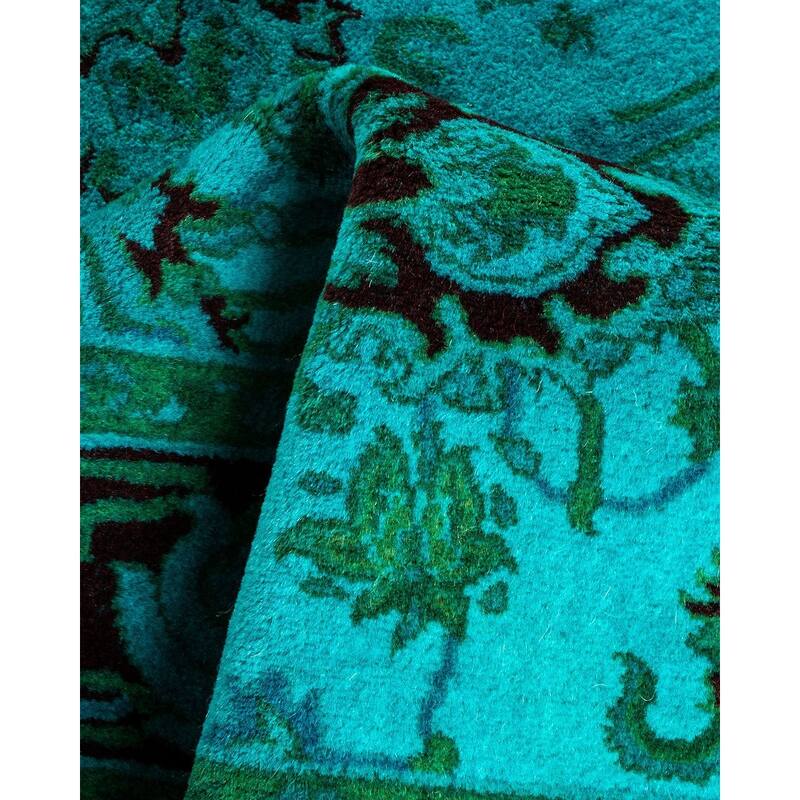 Overton Hand Knotted Wool Vintage Inspired Modern Contemporary Overdyed Blue Area Rug - 2' 9" x 4' 1"
