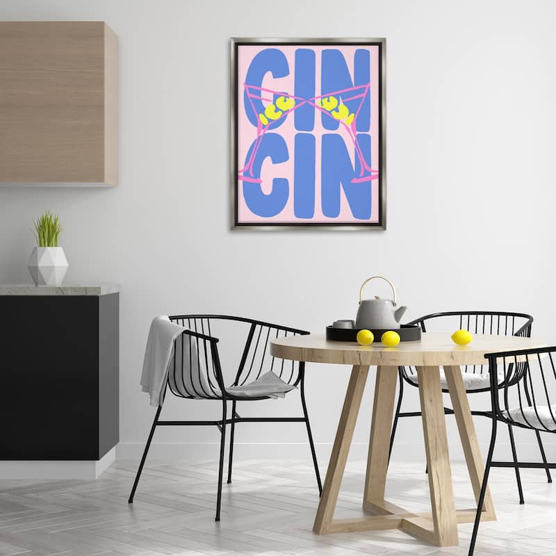 Stupell Pastel Cin Cin Cheers Framed Floater Canvas Wall Art Design By House of Lulu