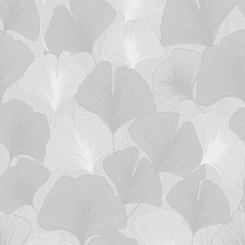 Ginkgo Leaves Silver Wallpaper - N/A