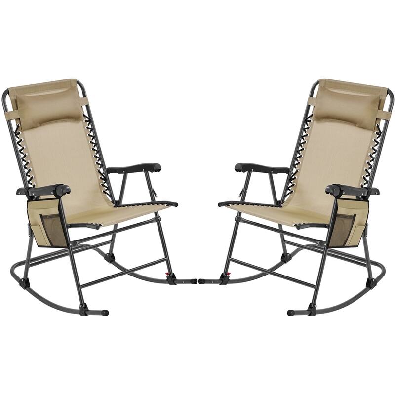 Yaheetech 2pcs 26in Rocking Chair Foldable Outdoor Lounge Chair