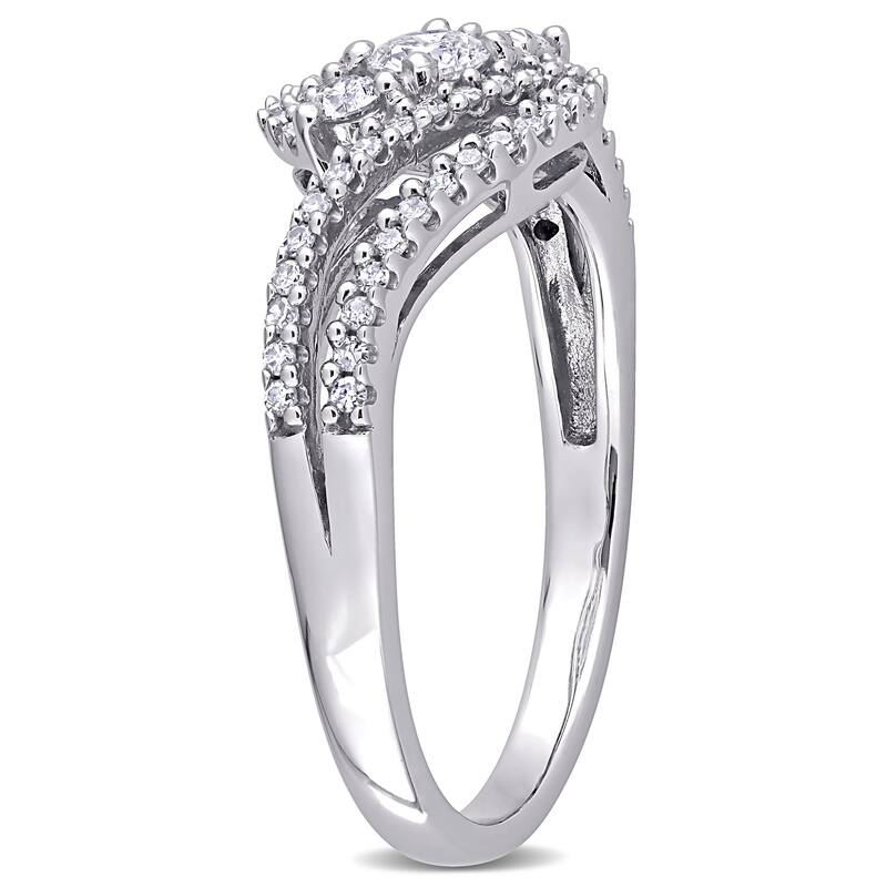 Miadora 1/2ct TDW Diamond 3-stone Bypass Engagement Ring 10k White Gold
