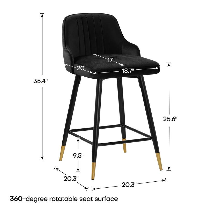 Modern Velvet Upholstered Swivel Counter/ Bar Stools Set of 2/4