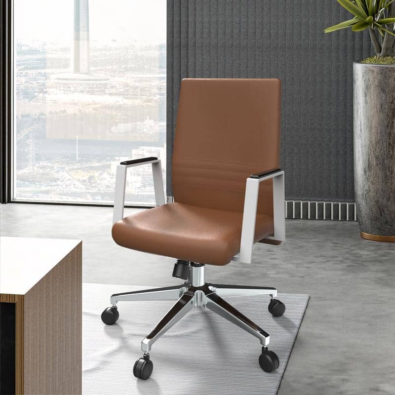 Aleen Ergonomic Leather Office Chair with Iron Frame,Tilt, Swivel, Adjustable Height for Home or Executive Computer Desk