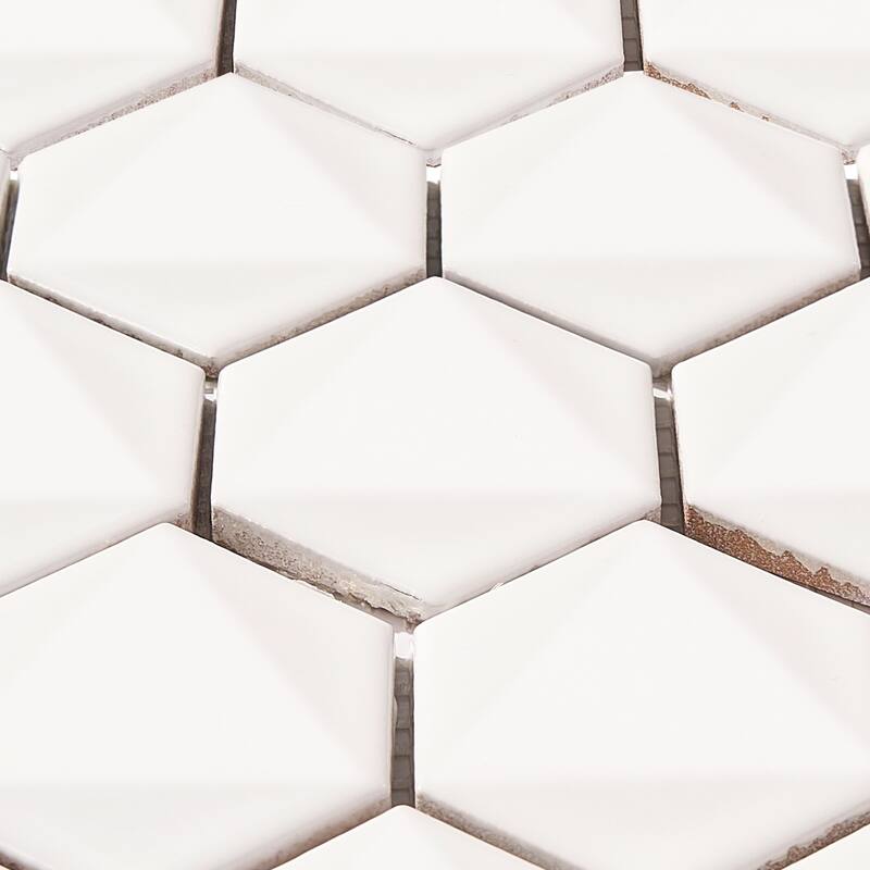 3D Hexagon 2" x 2" Glossy Porcelain Mosaic Tile