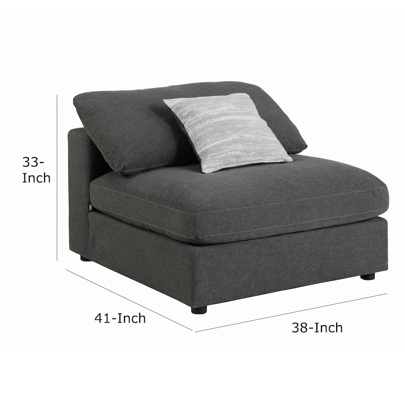 Fabric Upholstered Wooden Armless Chair with Loose Cushion Seat, Gray