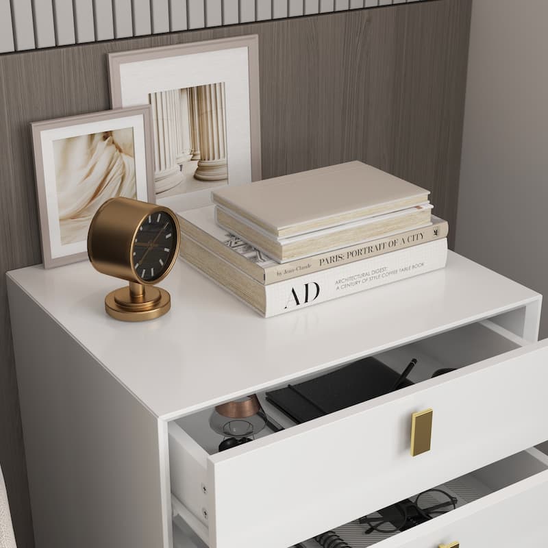 Kerrogee Black/White Bevelled Three-Drawer Bedside Table