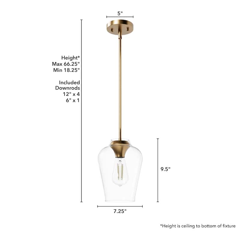 Hunter Vidria 1-Light Mini Pendant - Kitchen Island, Dining Room, Bedroom - Contemporary, Transitional