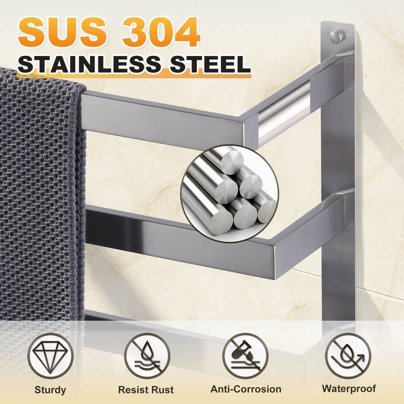 WOWOW Modern Wall-Mounted Stainless Steel Tiered Three-Tier Towel Rack