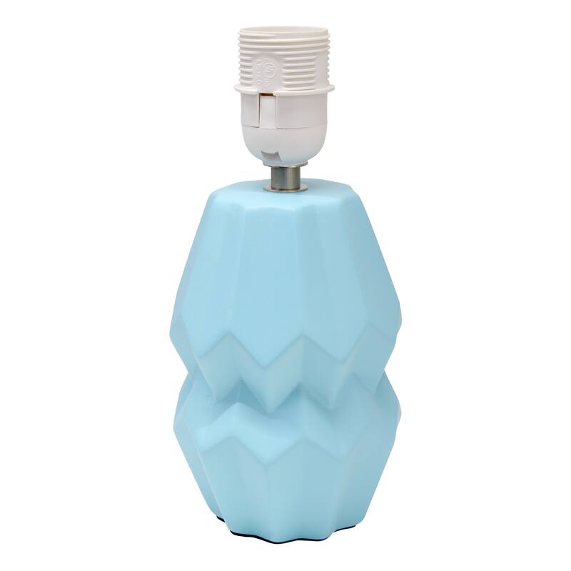 Ceramic Geometric Table Lamp with Fabric Shade for Bedroom - 6 x 6 x 13 in. (L x W x H)