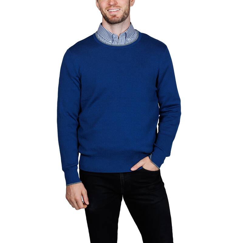 Tailorbyrd Men's Fine Knit Crewneck Sweater - Navy - S