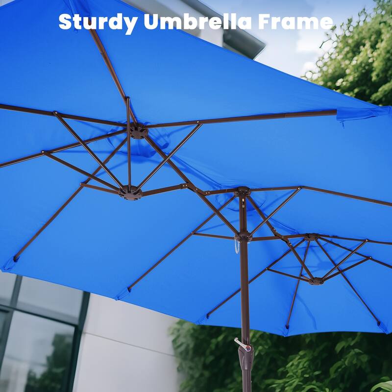 15ft Steel Navy No Tilt Market Patio Umbrella without Base