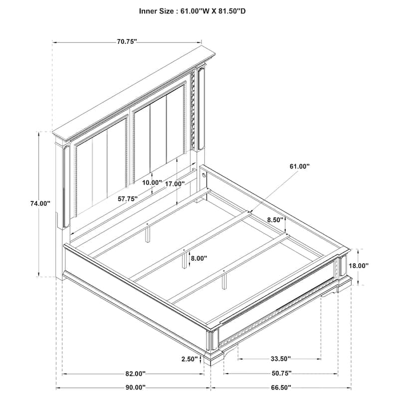 McKinney LED Light Panel Bed Vintage White