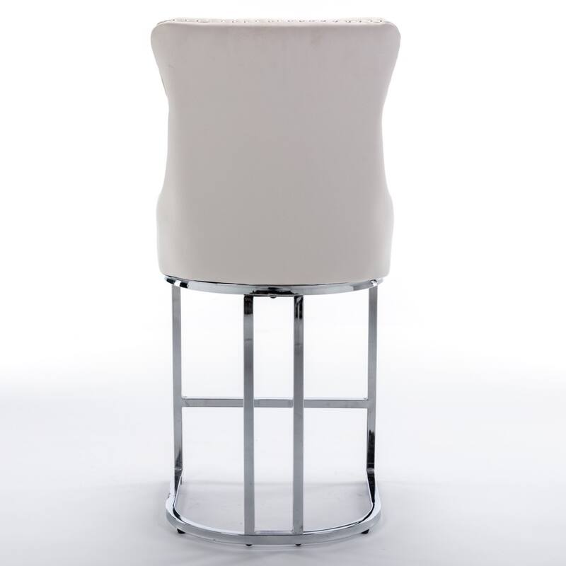 26" Counter Height Bar Stools Dining Chair with Sturdy Chromed Metal Base Legs Set of 2 - 20.30"L * 18.50"W * 39.40"H