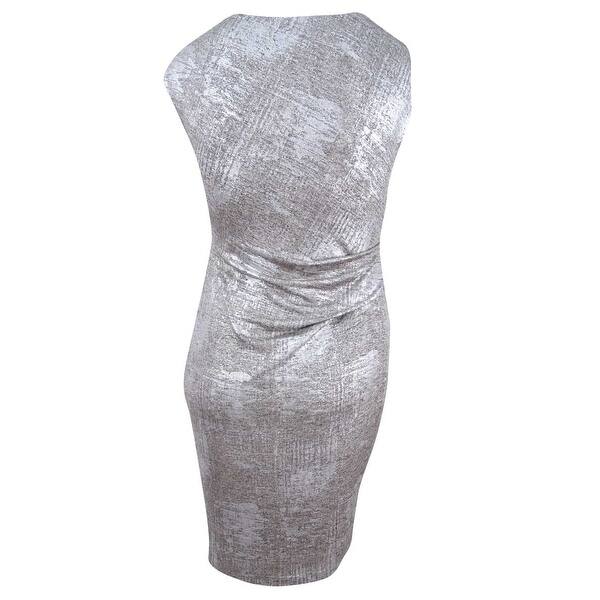 Shop Connected Women S Metallic Cowl Neck Sheath Dress 12 Taupe