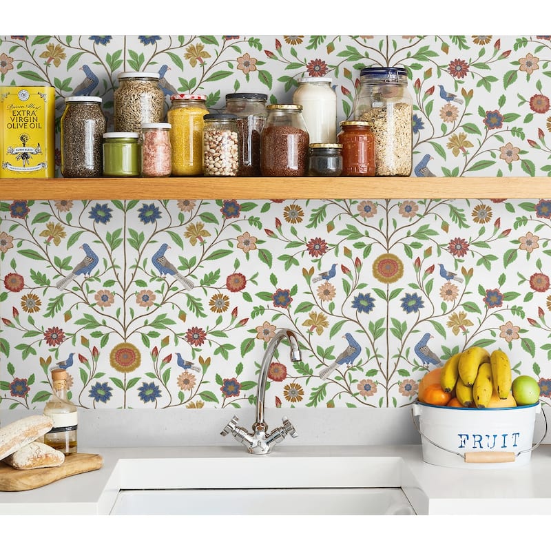 NextWall Bird Toile Peel and Stick Wallpaper