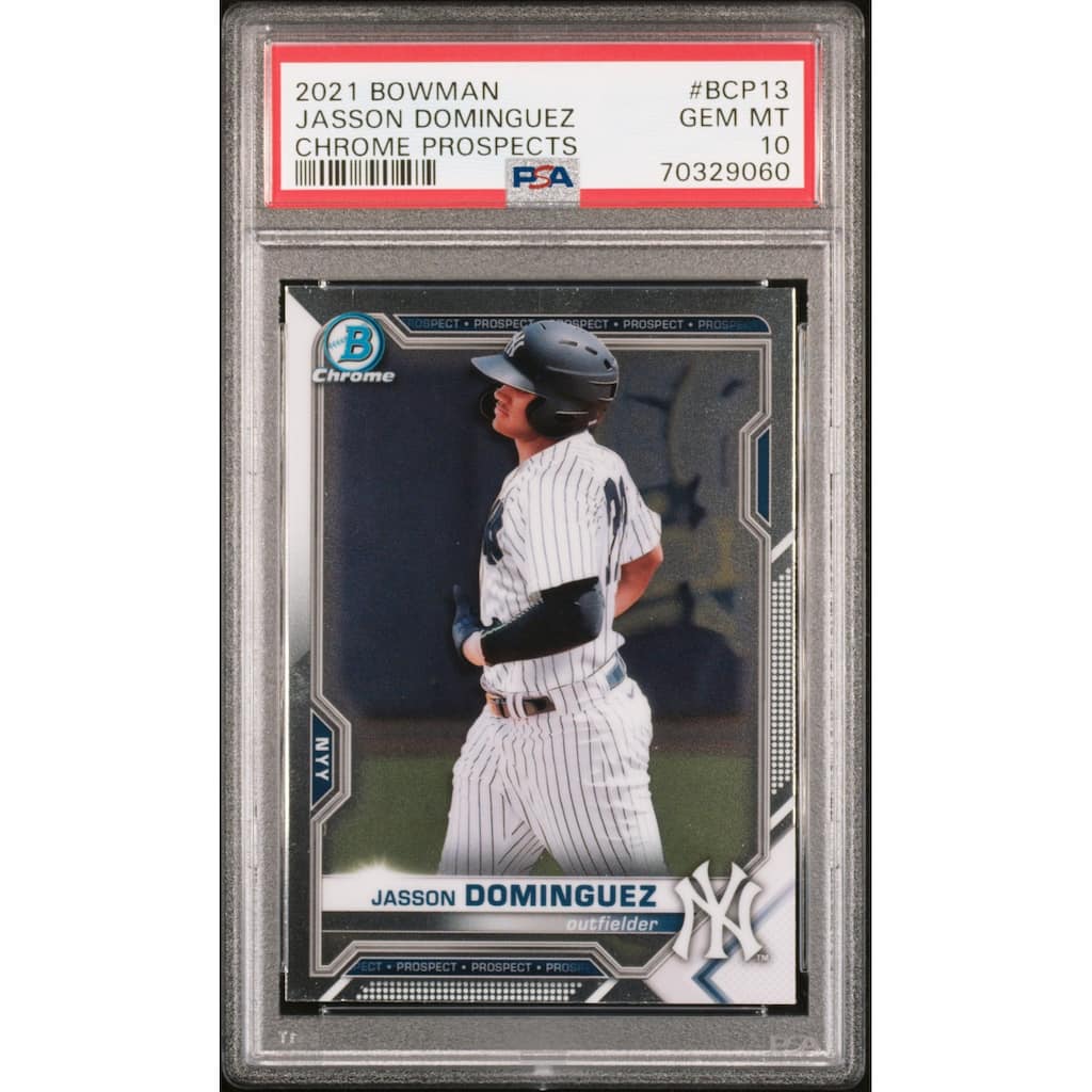 Jasson Dominguez 2021 Bowman Chrome Prospects Rookie Card #BCP13 Graded PSA 10 - 8'6" x 11'6"