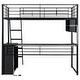preview thumbnail 24 of 28, Full Size Loft Bed with Desk, LED Shelves, and Storage - Metal Frame with Guardrails and Ladder, Space-Saving Design for Teens