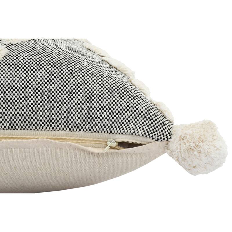 20" Green and Gray Swiss Cross Hand Loomed Square Throw Pillow