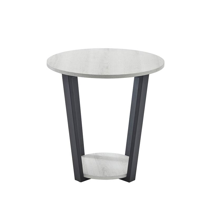 Contemporary Round End Table With Shelf