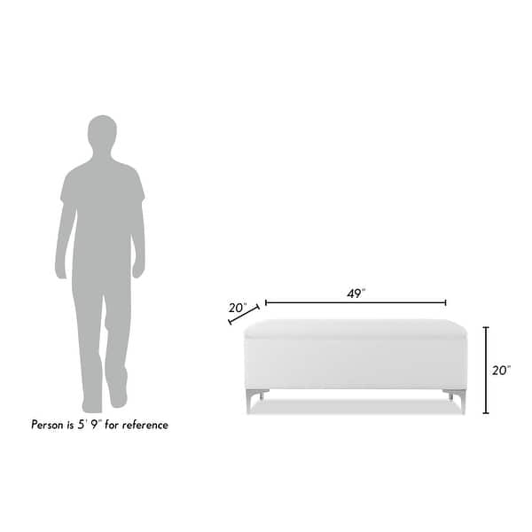 dimension image slide 1 of 3, Madelyn 49" Polyester Woven Fabric Upholstered Storage Bench